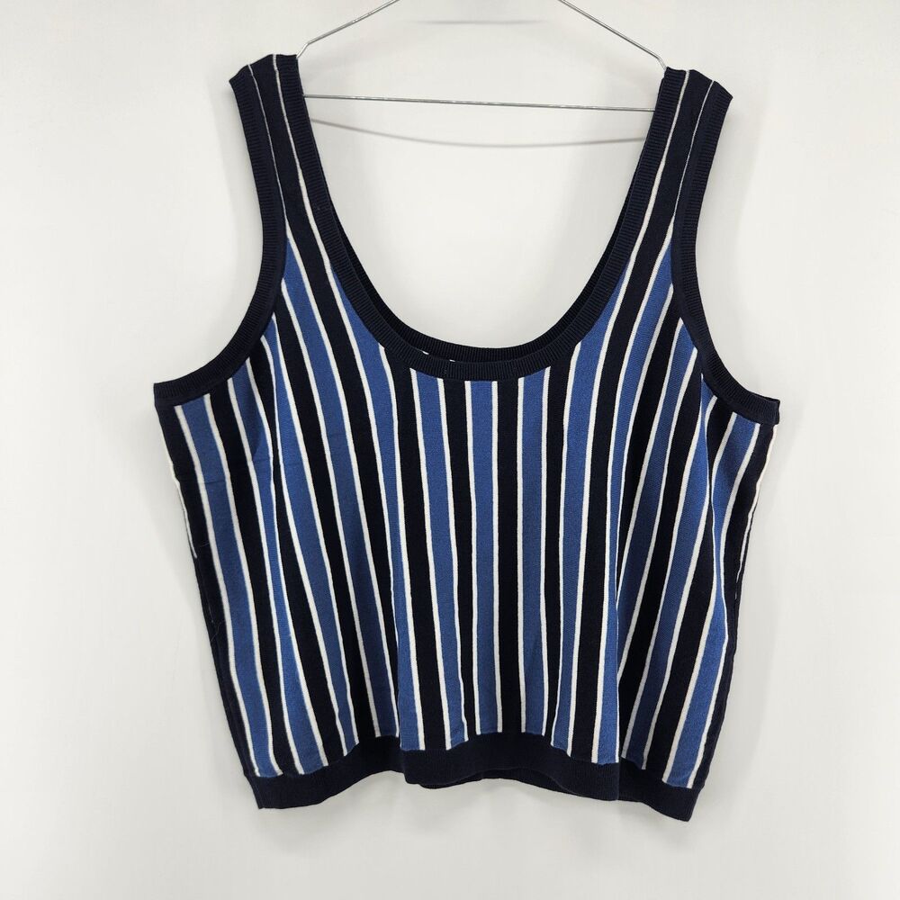 Boden XL True Navy Striped Liz Knitted Tank Top NWT